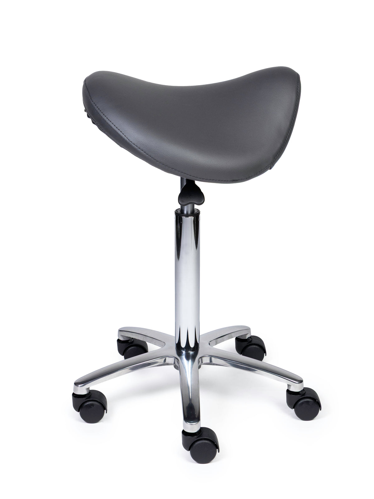 Ergonomischer Sattelhocker Premium Grau auf Rollen