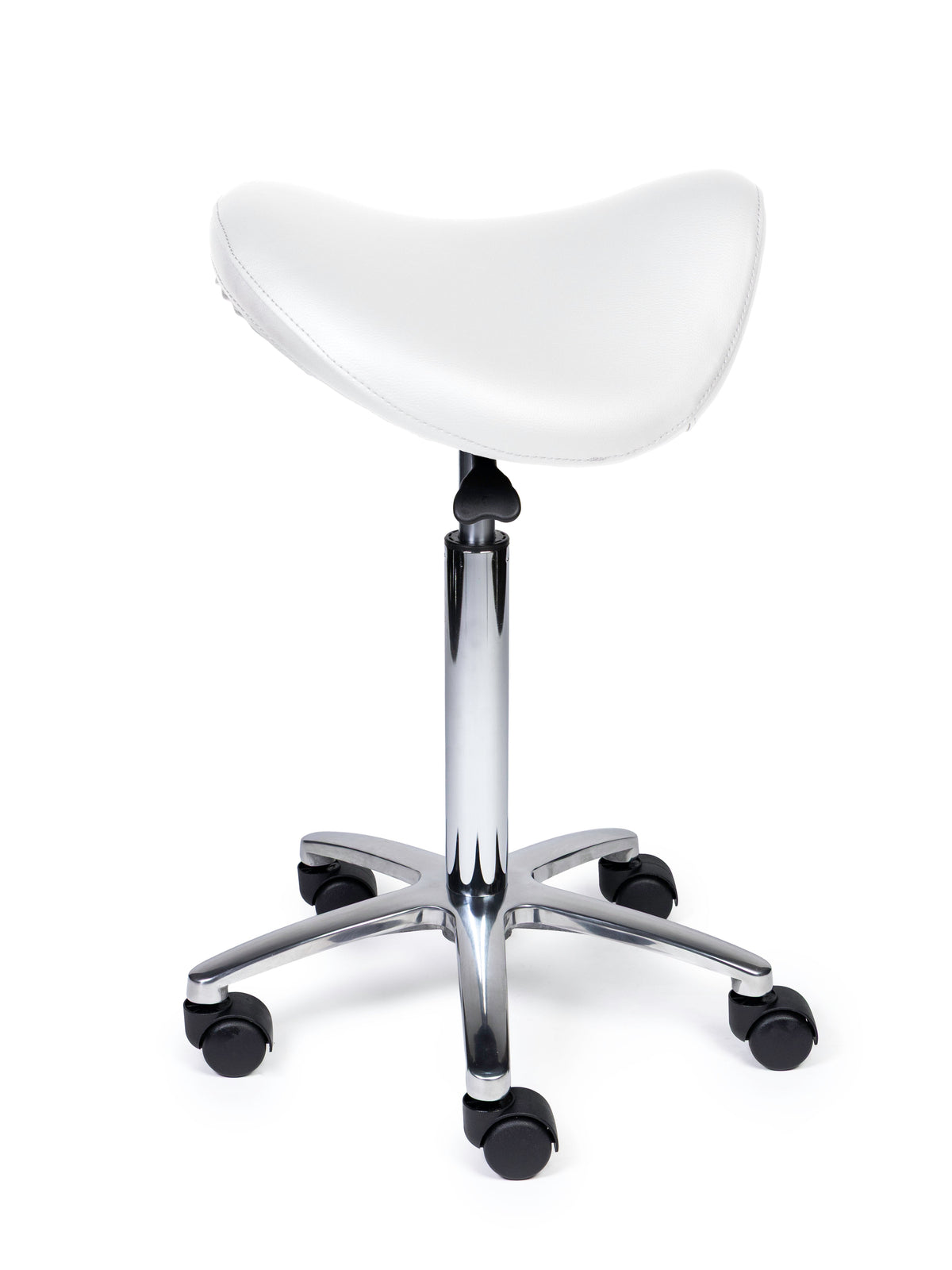Ergonomischer Sattelhocker Premium Weiß auf Rollen