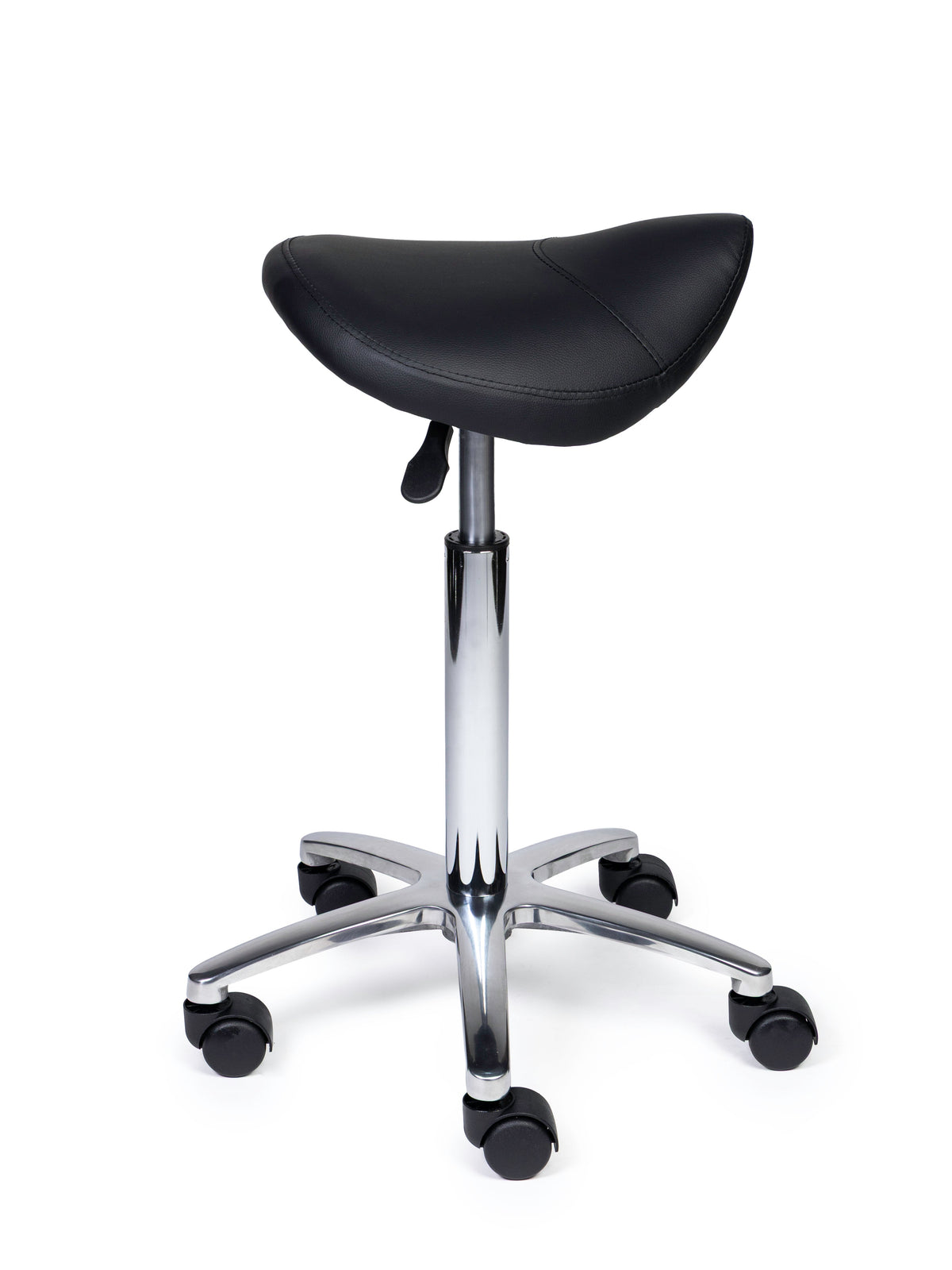Ergonomischer Sattelhocker Kompakt Schwarz auf Rollen