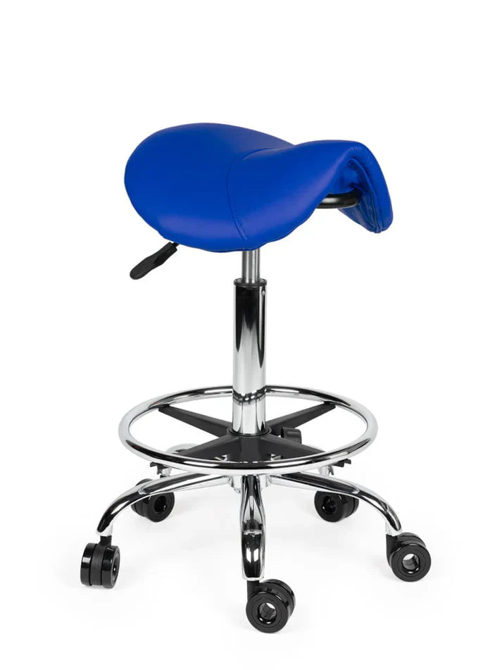 Friseurhocker Blau auf Rollen