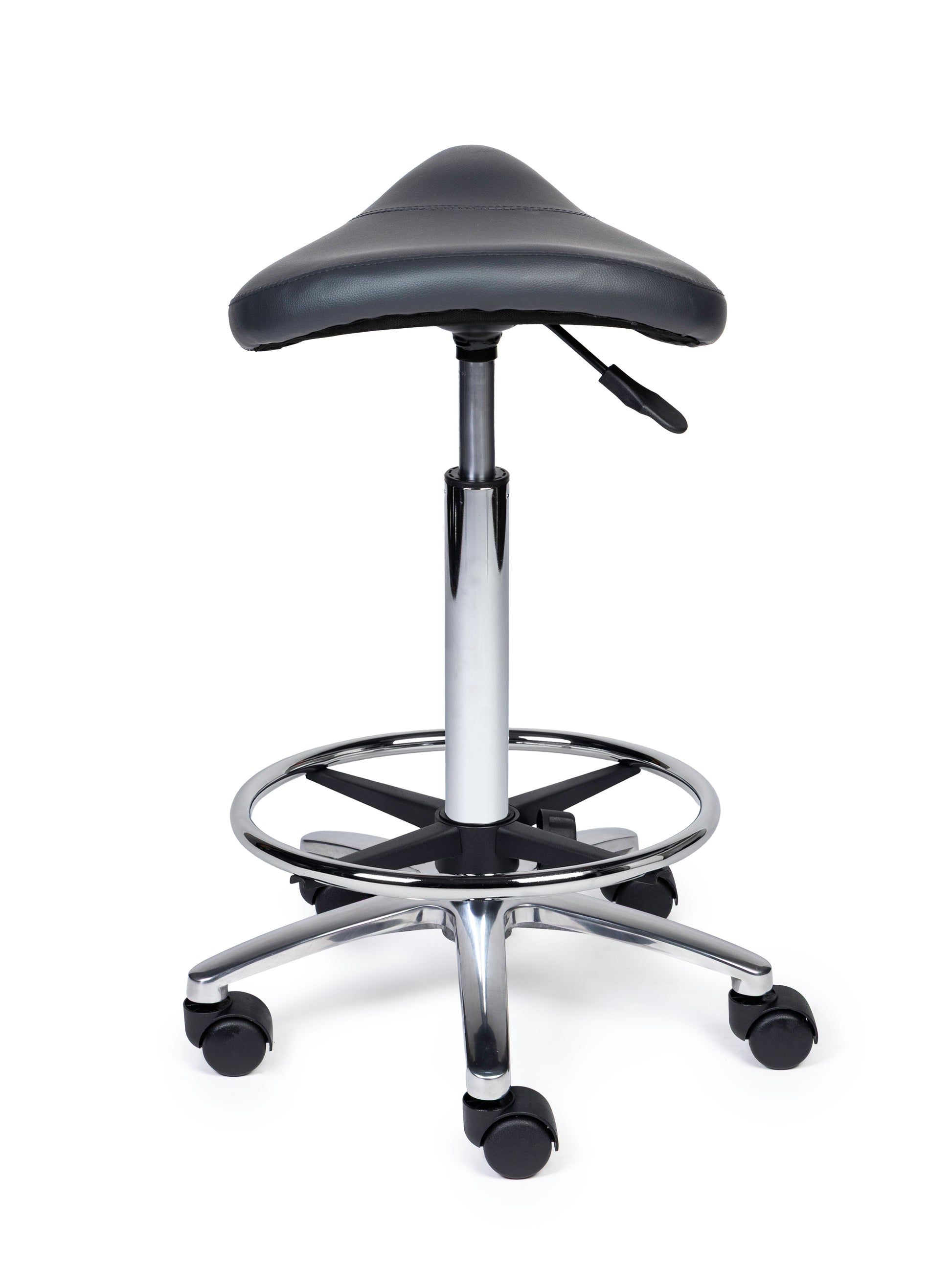 Ergonomischer Sattelhocker Kompakt Grau auf Rollen