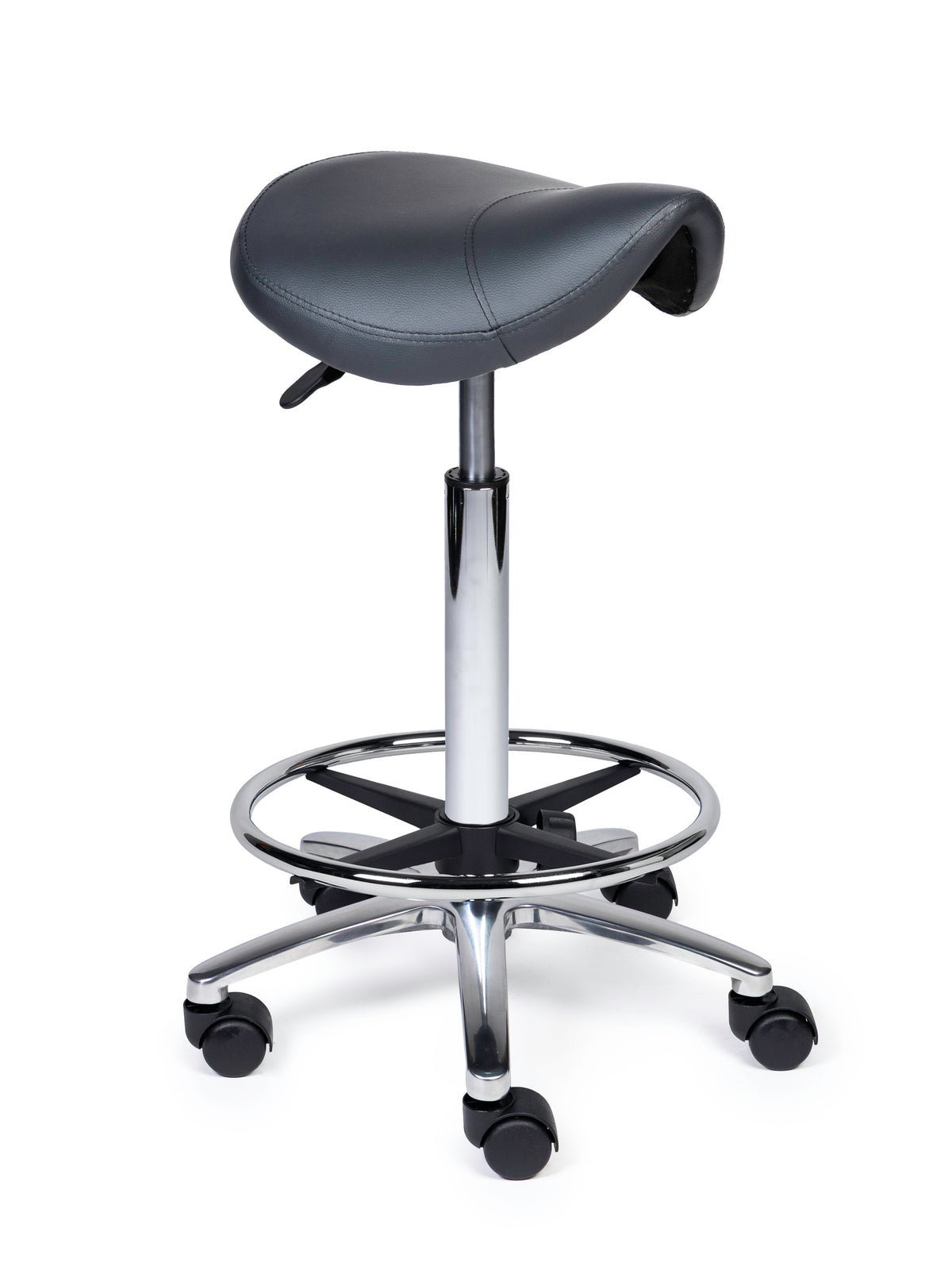 Ergonomischer Sattelhocker Kompakt Grau auf Rollen