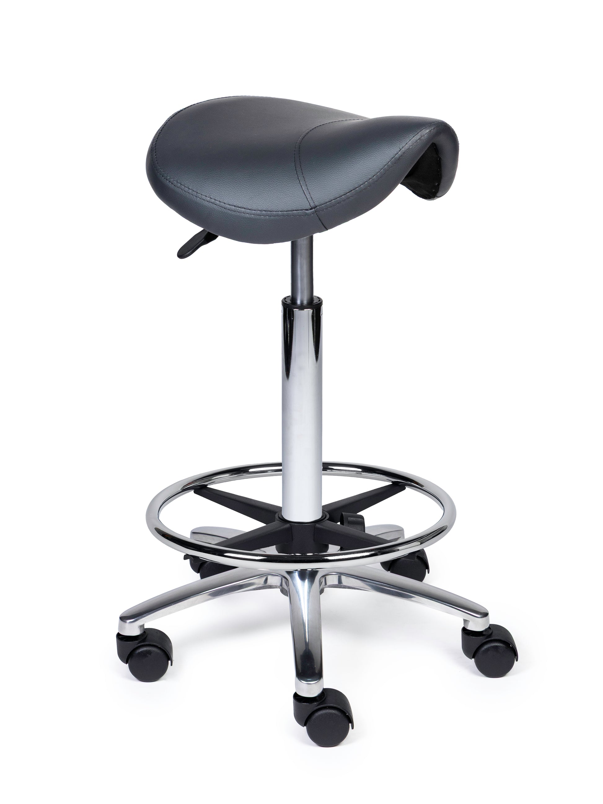 Ergonomischer Sattelhocker Kompakt Grau auf Rollen