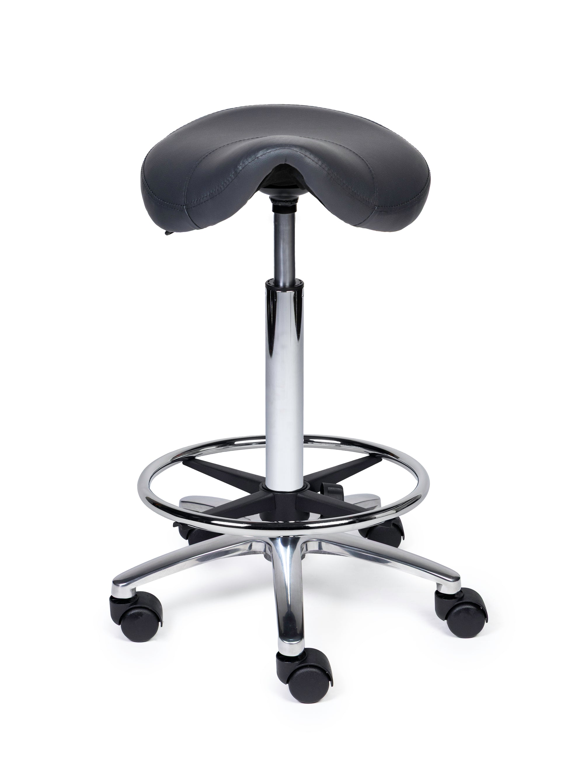 Ergonomischer Sattelhocker Kompakt Grau auf Rollen