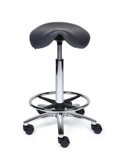 Ergonomischer Sattelhocker Kompakt Grau auf Rollen
