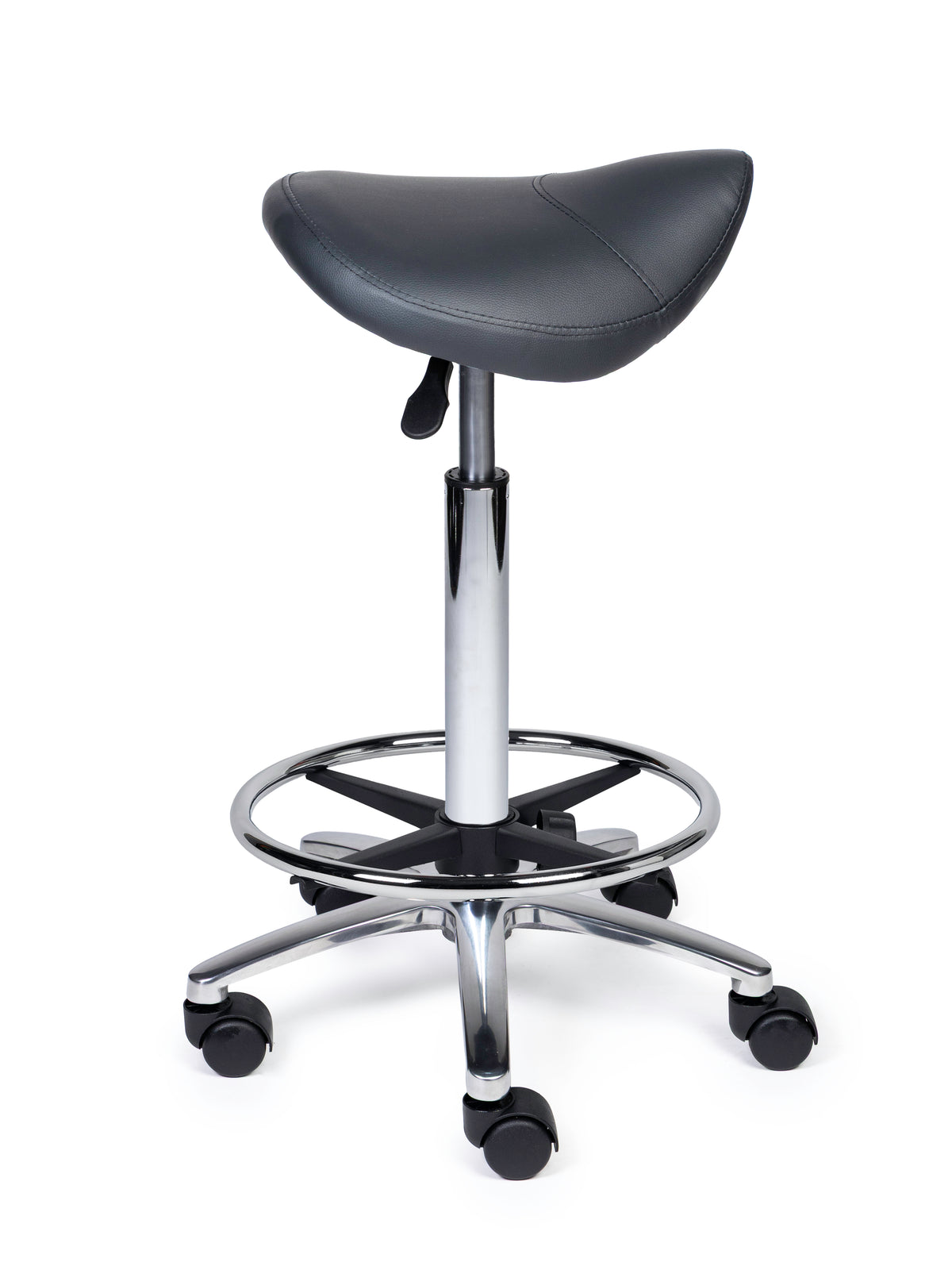 Ergonomischer Sattelhocker Kompakt Grau auf Rollen