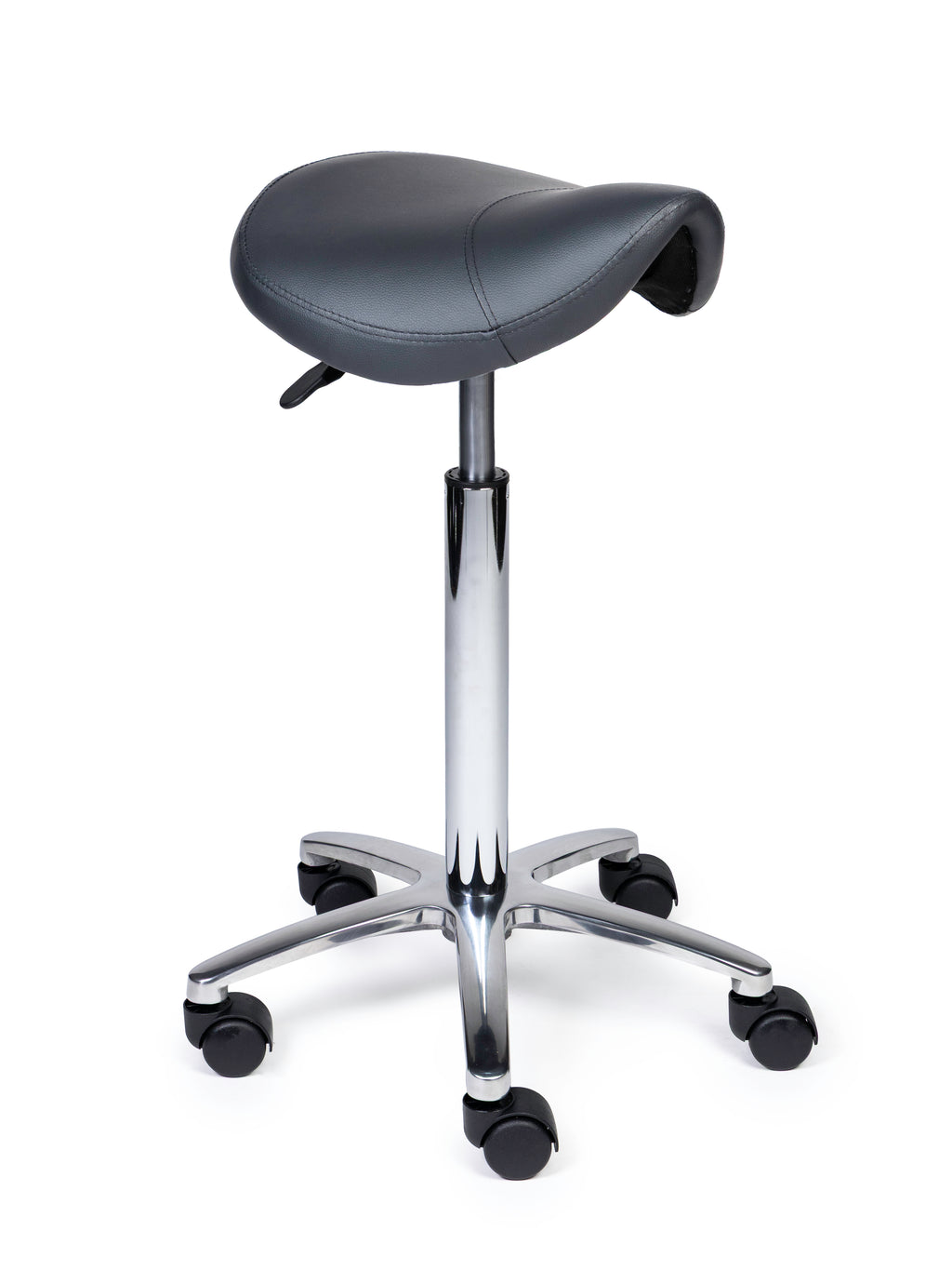 Ergonomischer Sattelhocker Kompakt Grau auf Rollen
