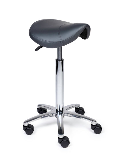 Ergonomischer Sattelhocker Kompakt Grau auf Rollen