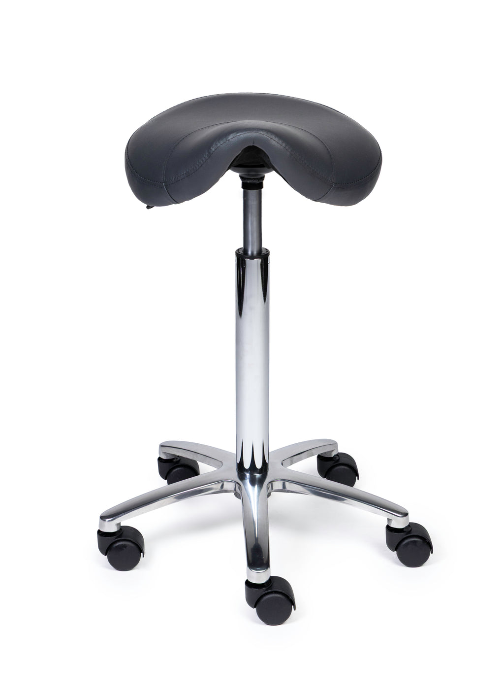 Ergonomischer Sattelhocker Kompakt Grau auf Rollen