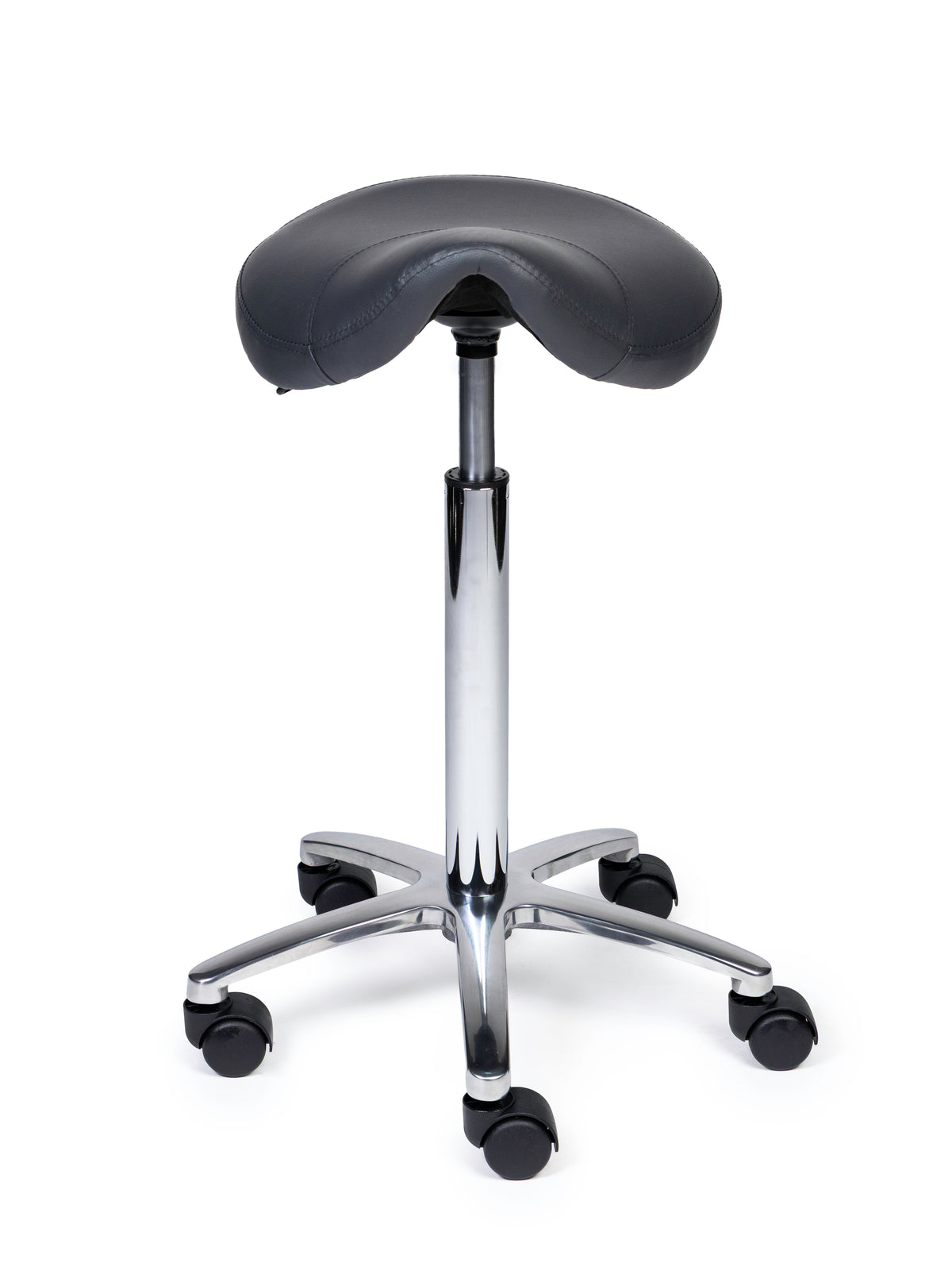 Ergonomischer Sattelhocker Kompakt Grau auf Rollen