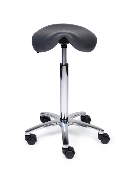 Ergonomischer Sattelhocker Kompakt Grau auf Rollen