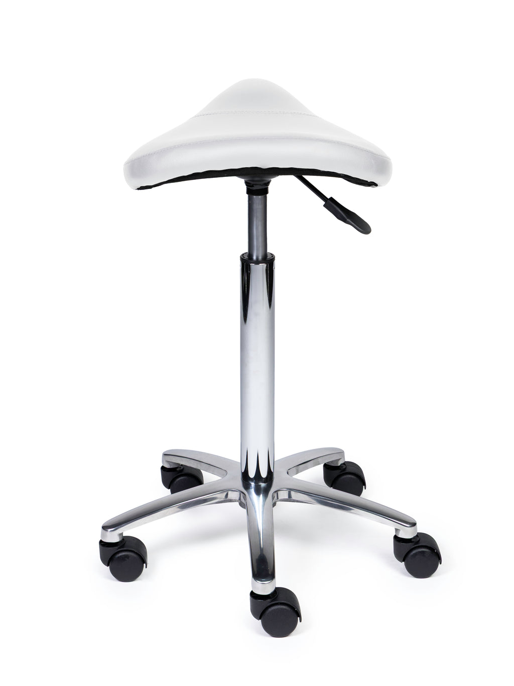 Ergonomischer Sattelhocker Kompakt Weiss auf Rollen