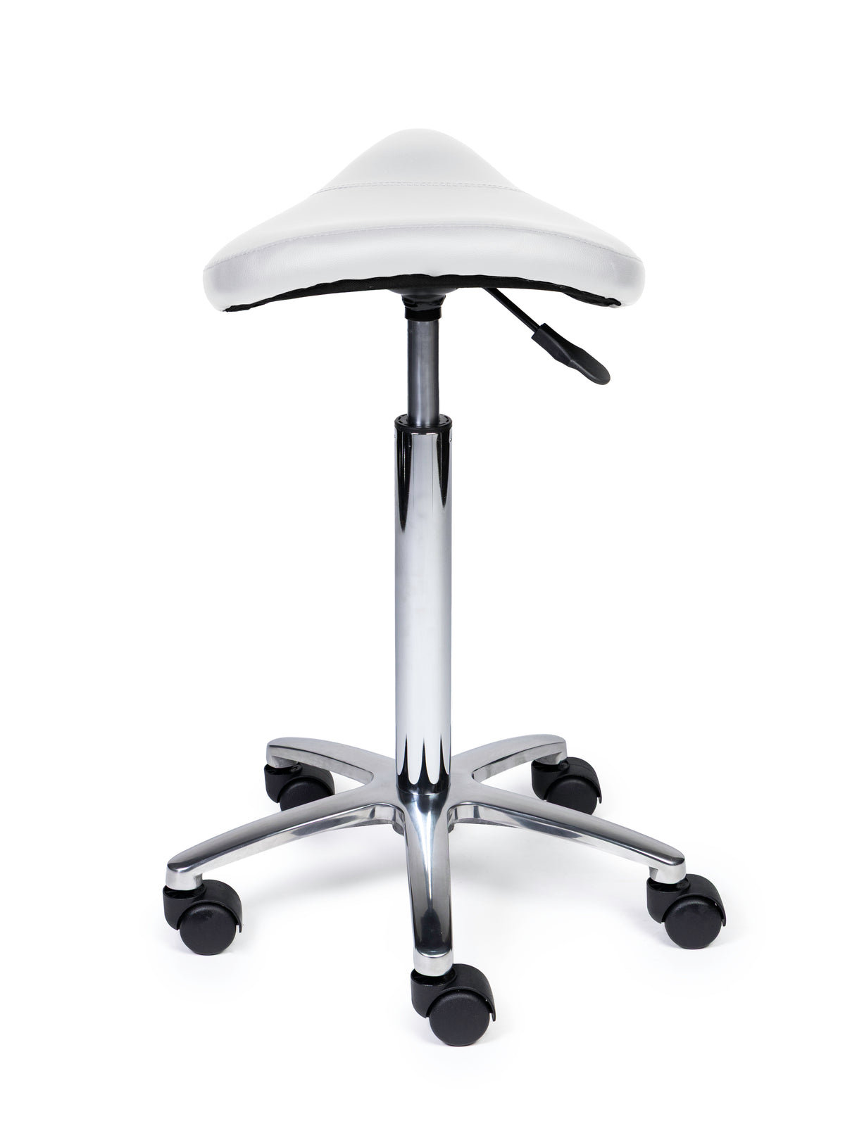 Ergonomischer Sattelhocker Kompakt Weiß auf Rollen