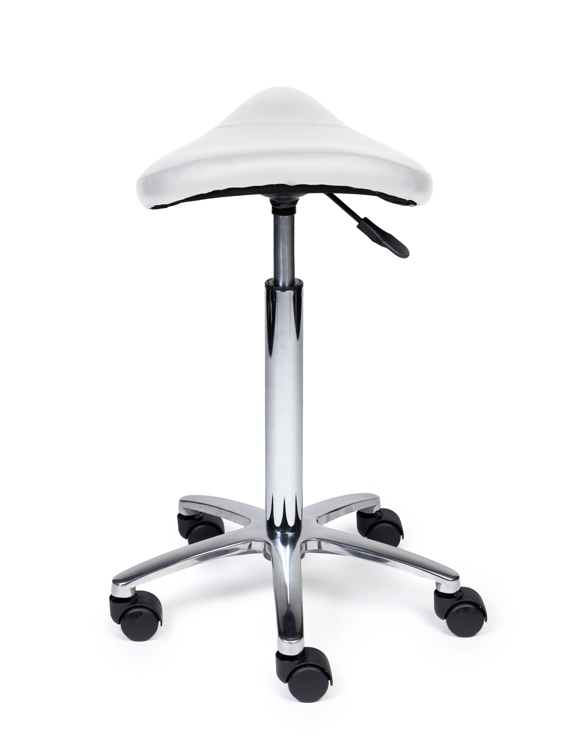 Ergonomischer Sattelhocker Kompakt Weiss auf Rollen