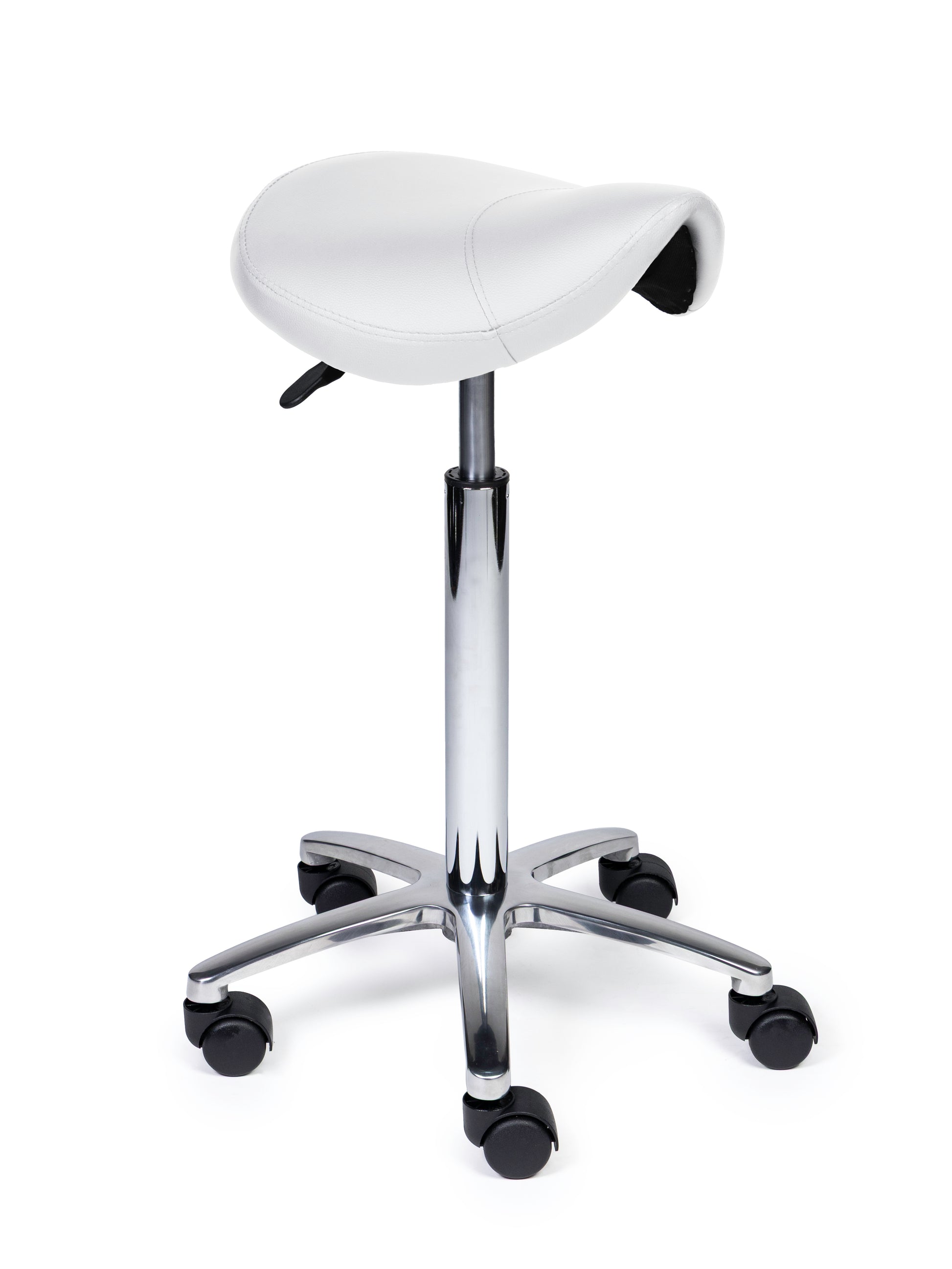 Ergonomischer Sattelhocker Kompakt Weiss auf Rollen