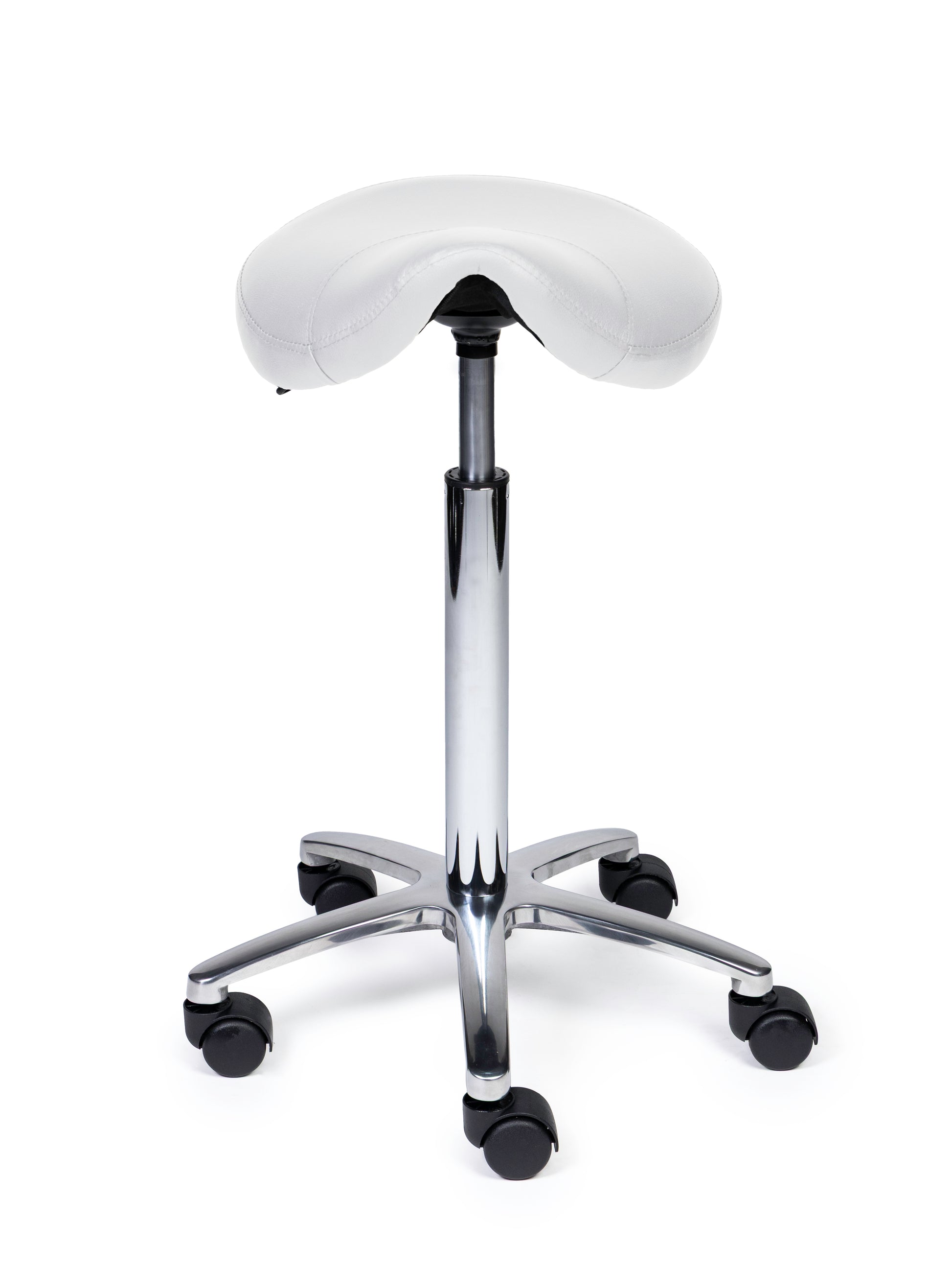 Ergonomischer Sattelhocker Kompakt Weiss auf Rollen
