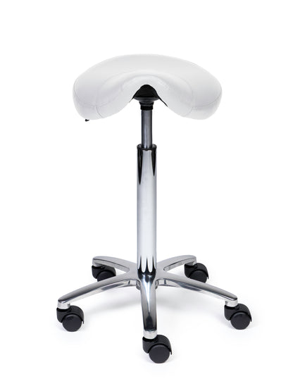 Ergonomischer Sattelhocker Kompakt Weiß auf Rollen