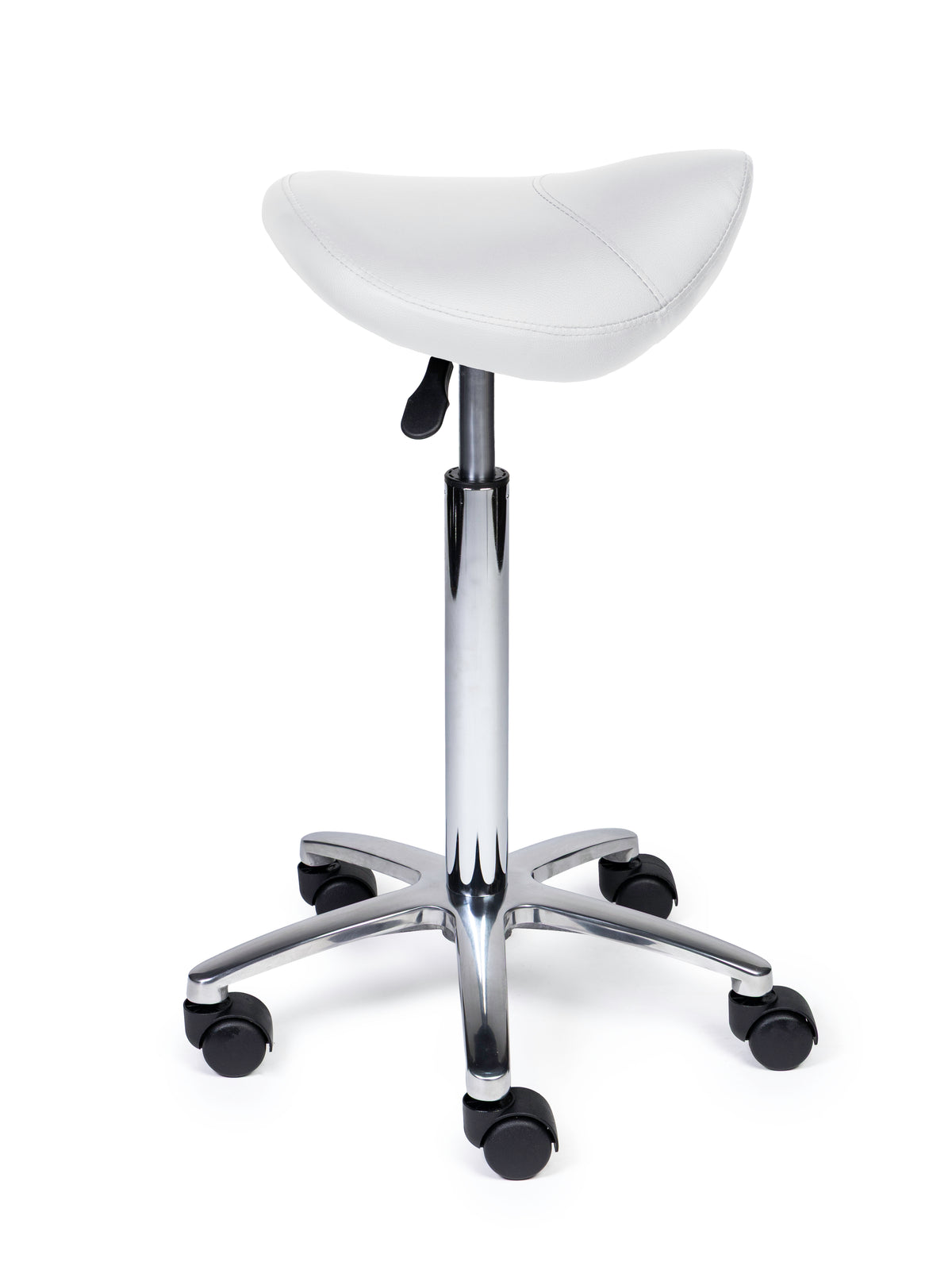 Ergonomischer Sattelhocker Kompakt Weiß auf Rollen