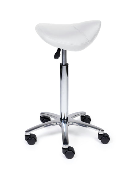 Ergonomischer Sattelhocker Kompakt Weiß auf Rollen