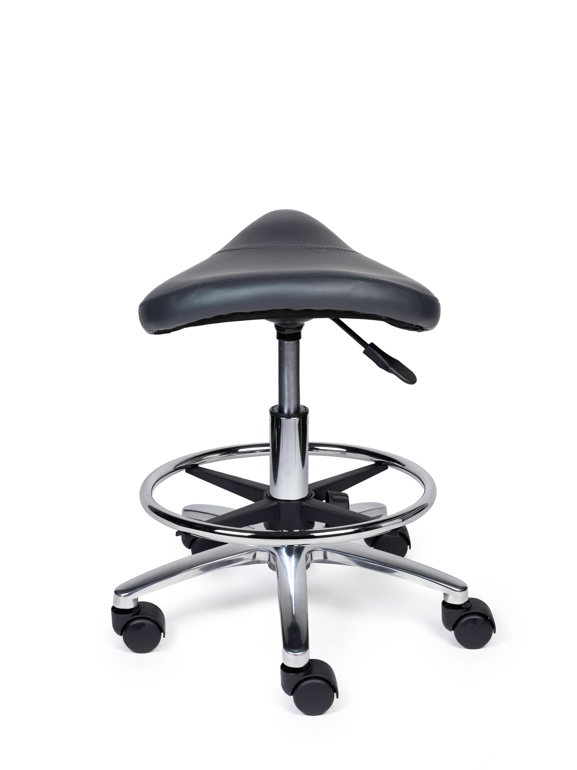 Ergonomischer Sattelhocker Kompakt Grau auf Rollen
