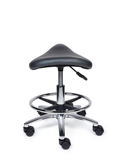 Ergonomischer Sattelhocker Kompakt Grau auf Rollen