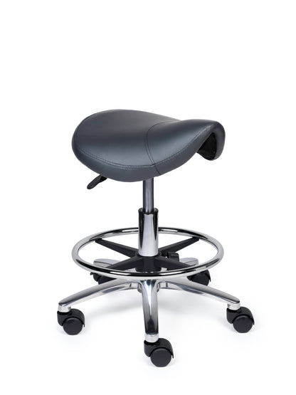 Ergonomischer Sattelhocker Kompakt Grau auf Rollen