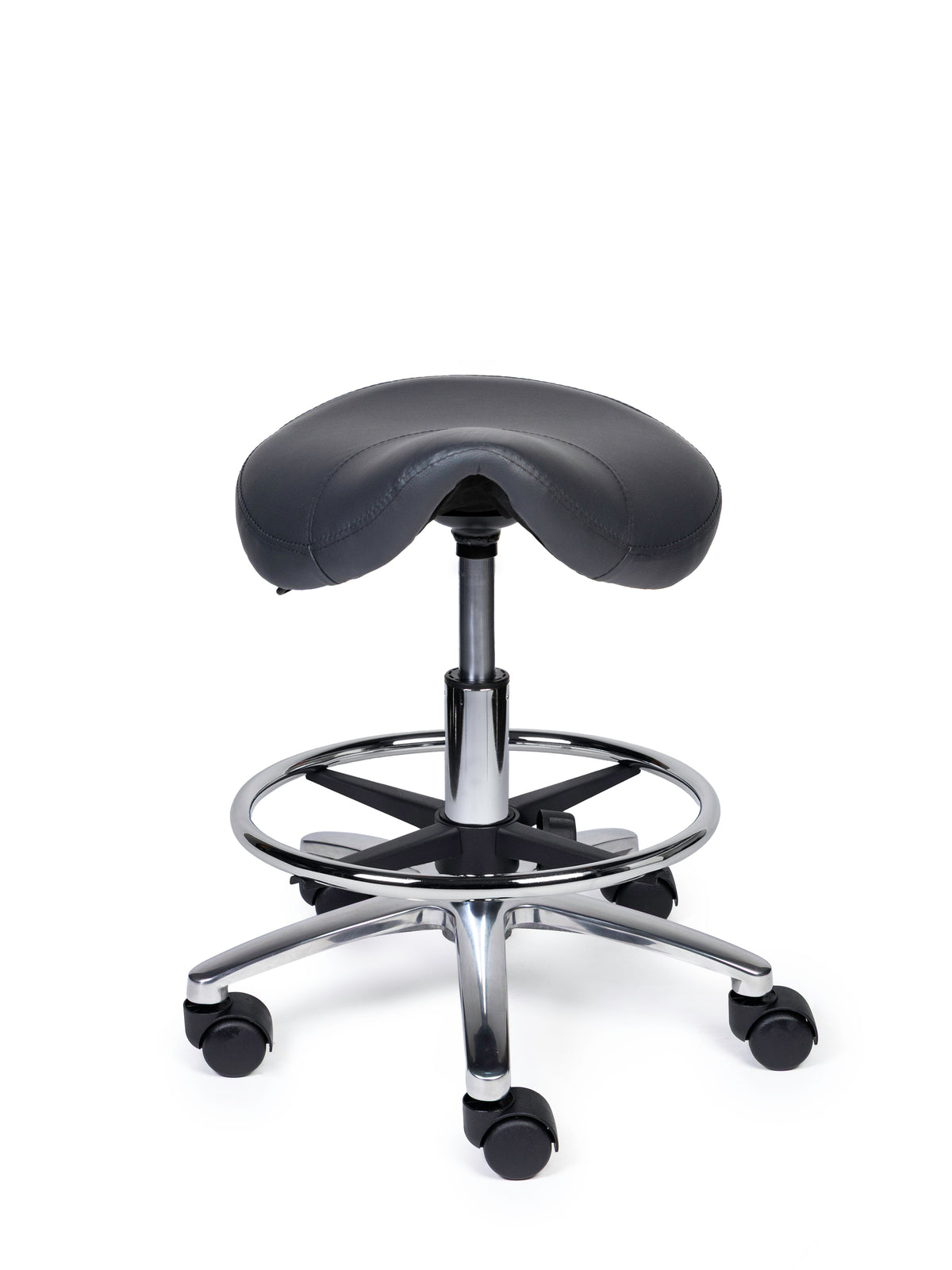 Ergonomischer Sattelhocker Kompakt Grau auf Rollen
