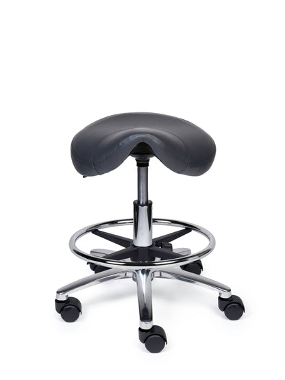 Ergonomischer Sattelhocker Kompakt Grau auf Rollen