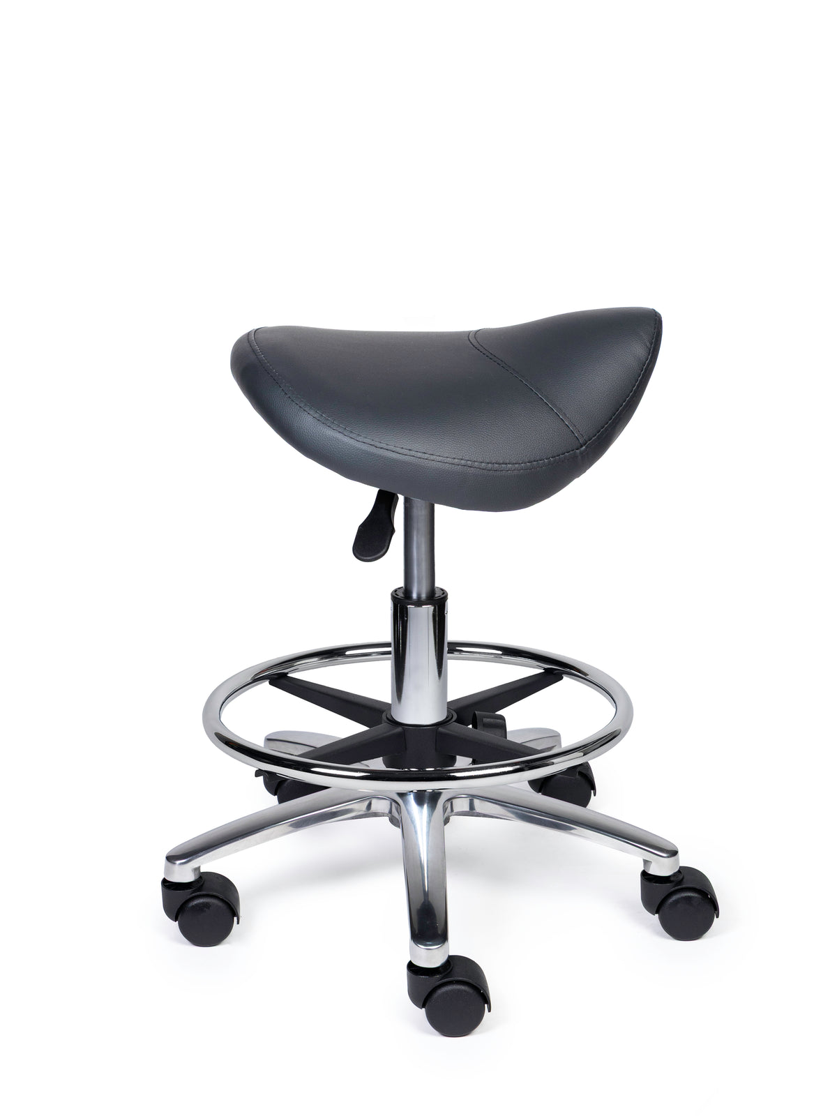 Ergonomischer Sattelhocker Kompakt Grau auf Rollen