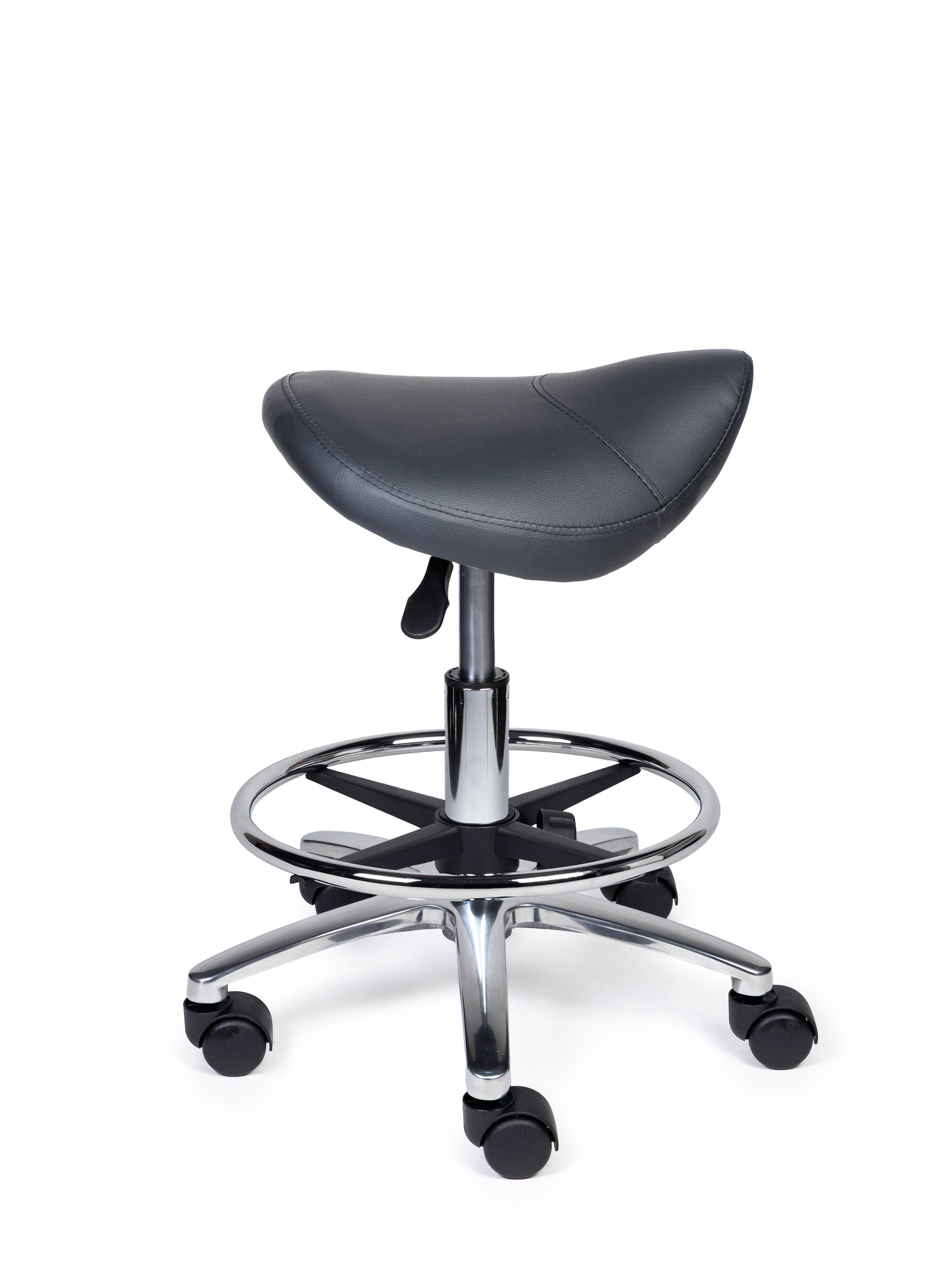 Ergonomischer Sattelhocker Kompakt Grau auf Rollen