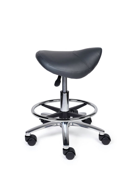 Ergonomischer Sattelhocker Kompakt Grau auf Rollen