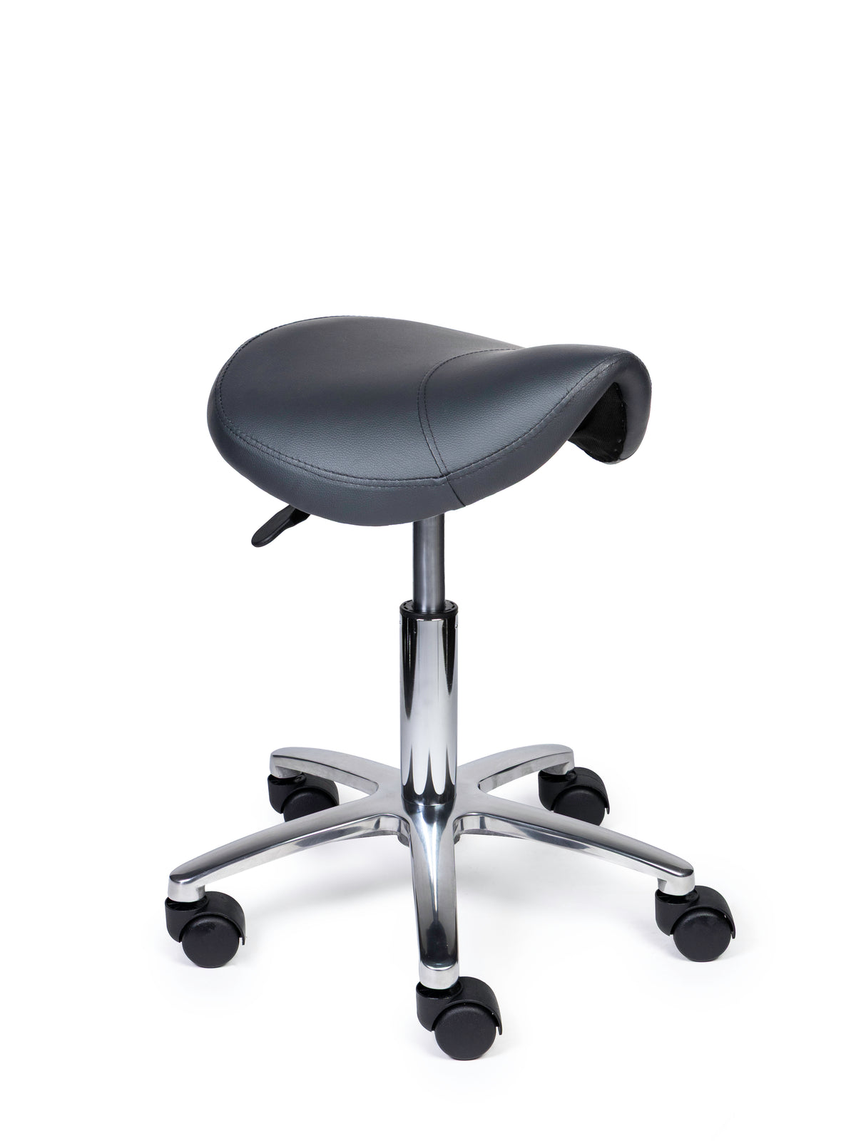 Ergonomischer Sattelhocker Kompakt Grau auf Rollen