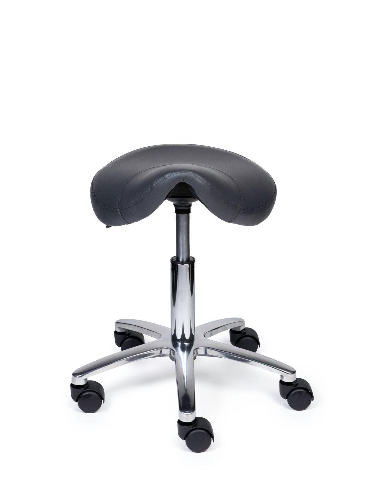 Ergonomischer Sattelhocker Kompakt Grau auf Rollen