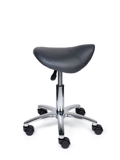 Ergonomischer Sattelhocker Kompakt Grau auf Rollen