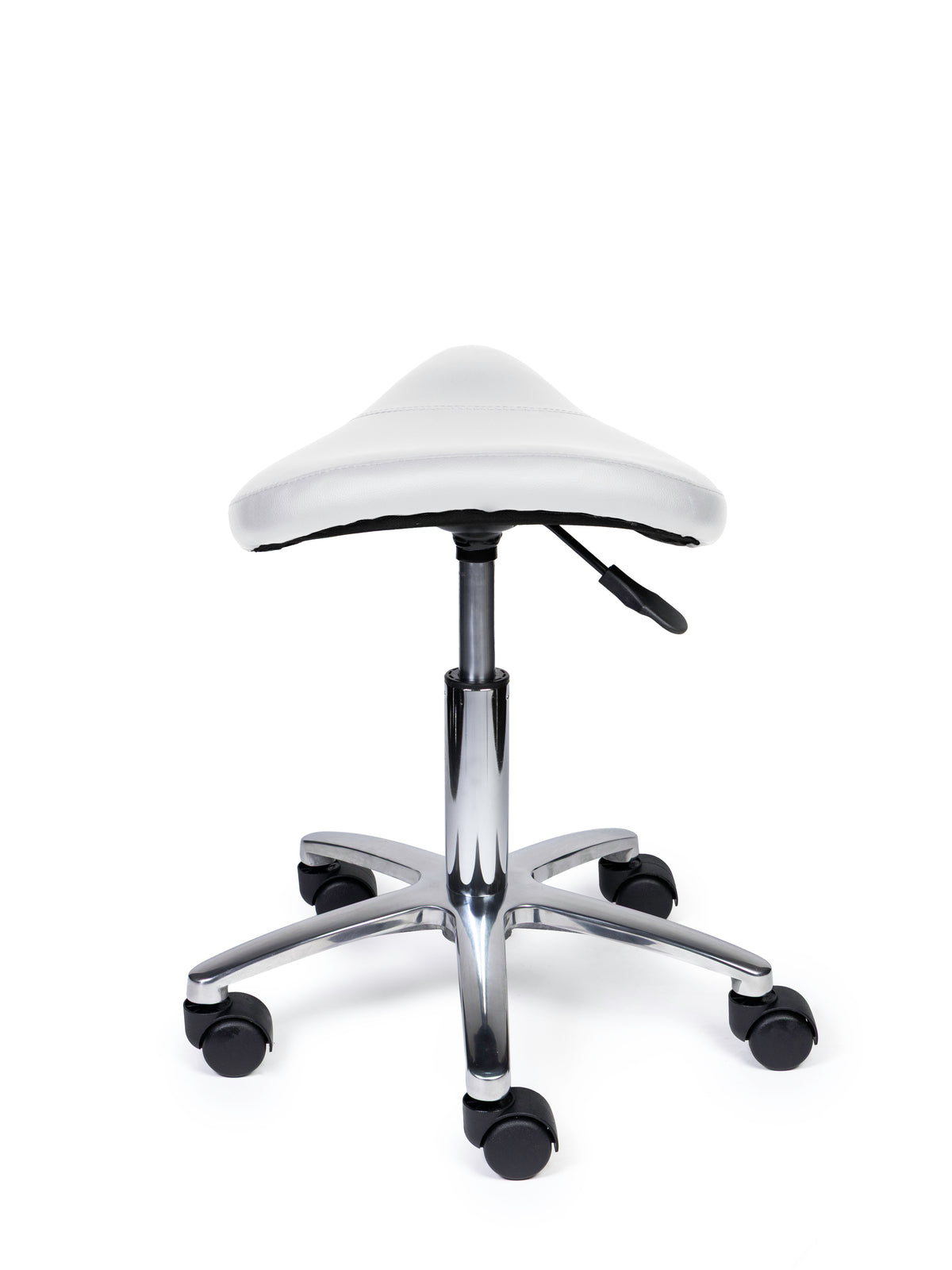 Ergonomischer Sattelhocker Kompakt Weiß auf Rollen