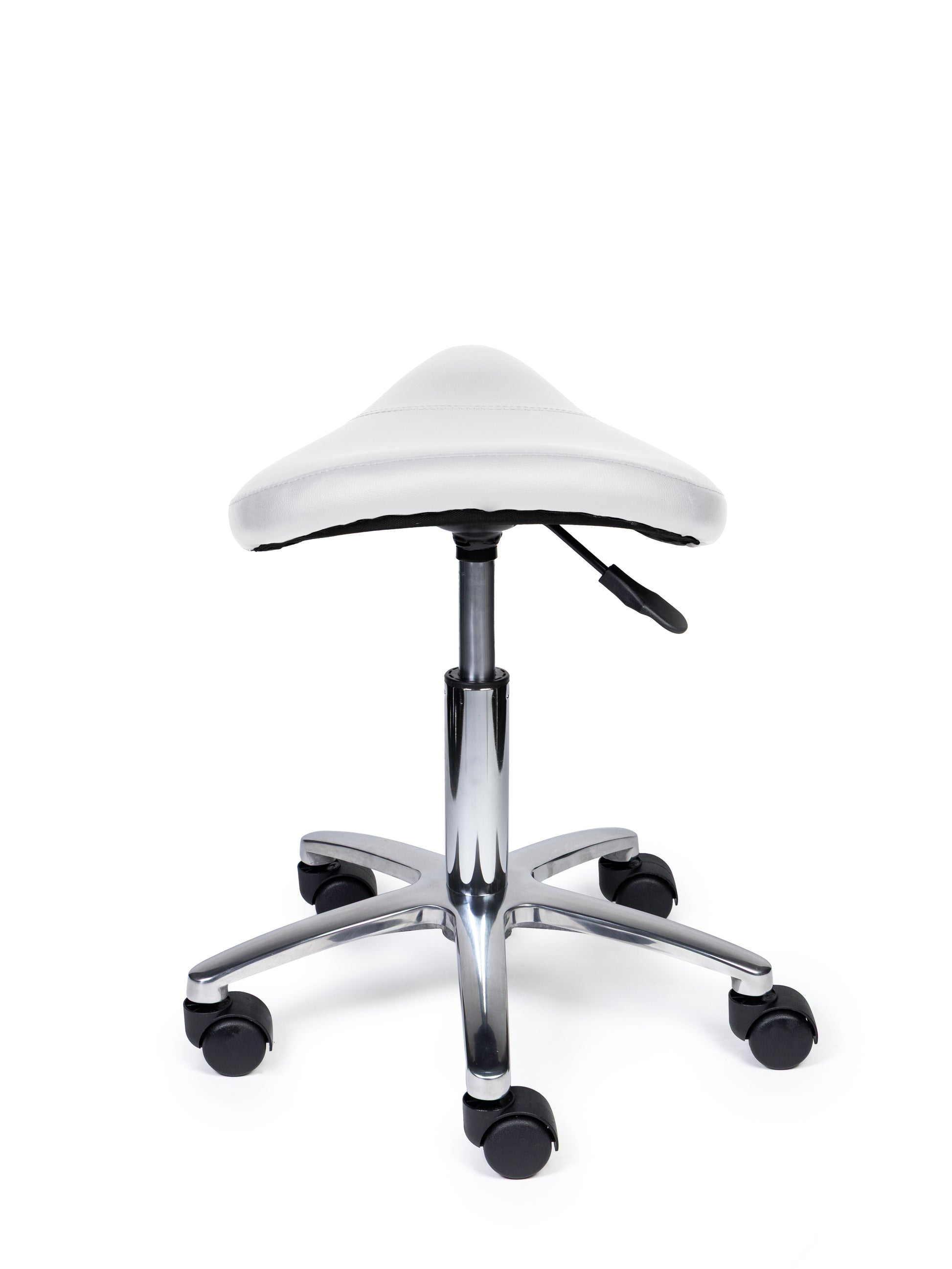 Ergonomischer Sattelhocker Kompakt Weiss auf Rollen