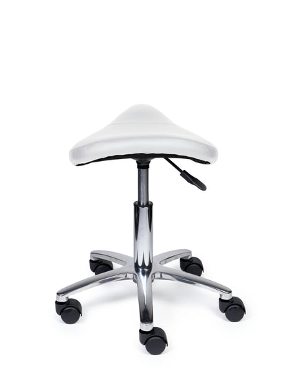 Ergonomischer Sattelhocker Kompakt Weiß auf Rollen