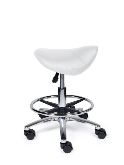 Ergonomischer Sattelhocker Kompakt Weiß auf Rollen