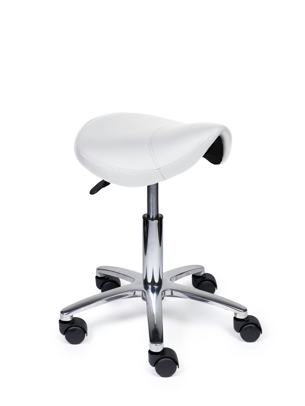 Ergonomischer Sattelhocker Kompakt Weiß auf Rollen