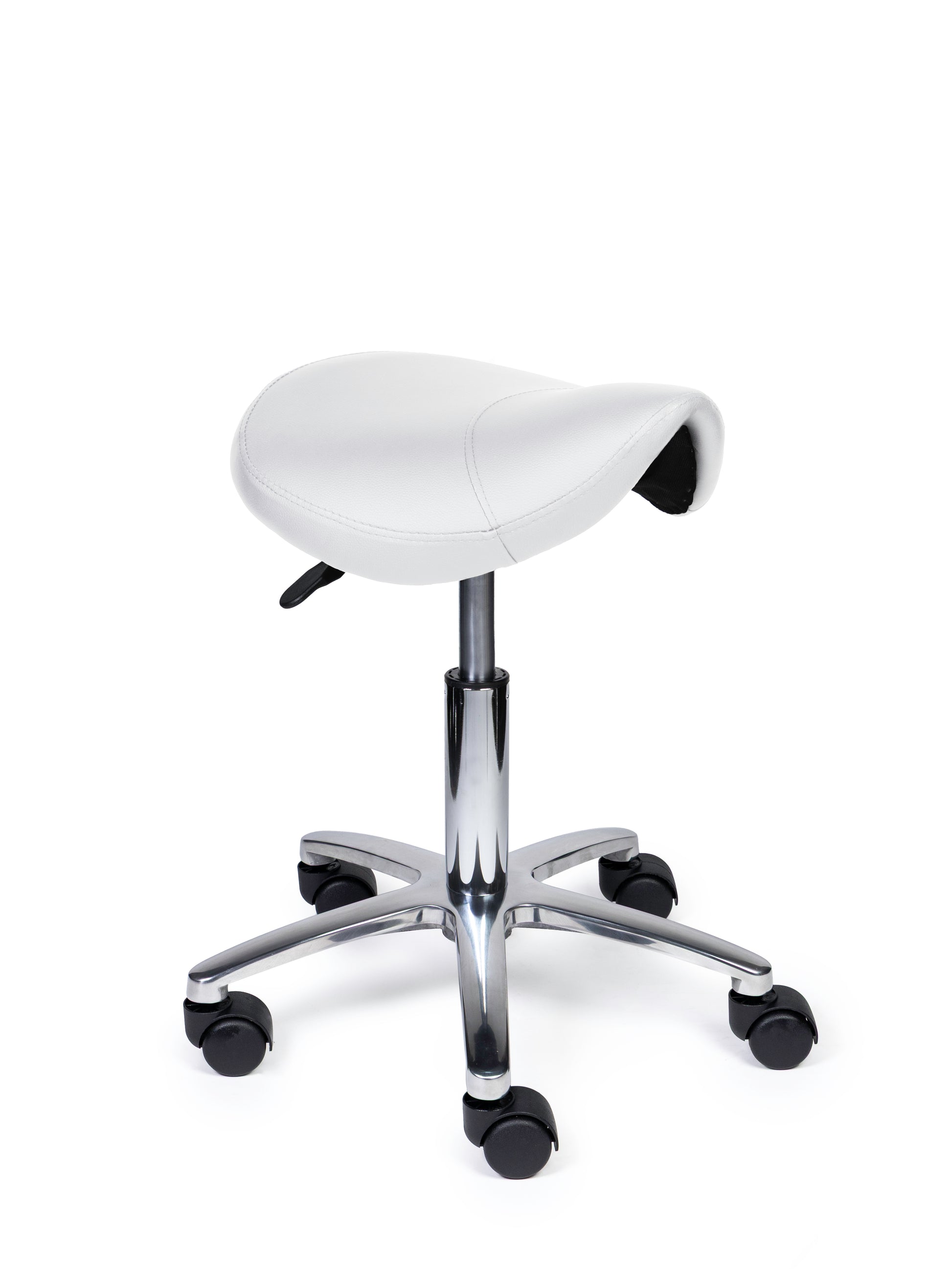 Ergonomischer Sattelhocker Kompakt Weiss auf Rollen