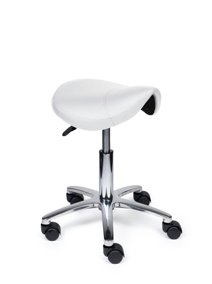 Ergonomischer Sattelhocker Kompakt Weiß auf Rollen
