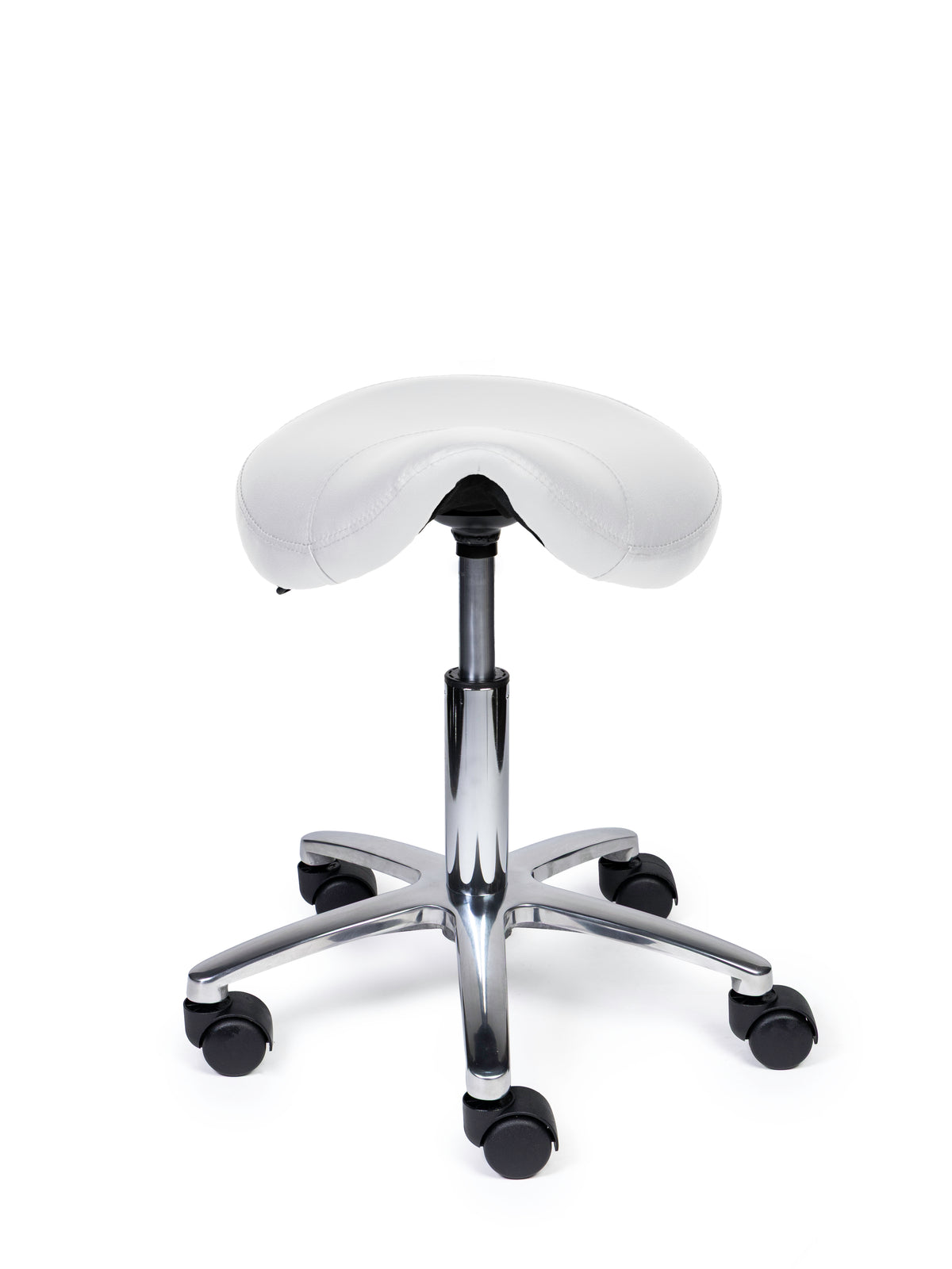 Ergonomischer Sattelhocker Kompakt Weiß auf Rollen