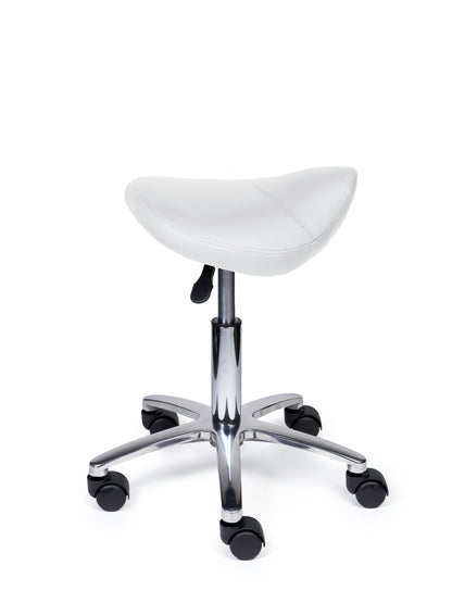 Ergonomischer Sattelhocker Kompakt Weiß auf Rollen