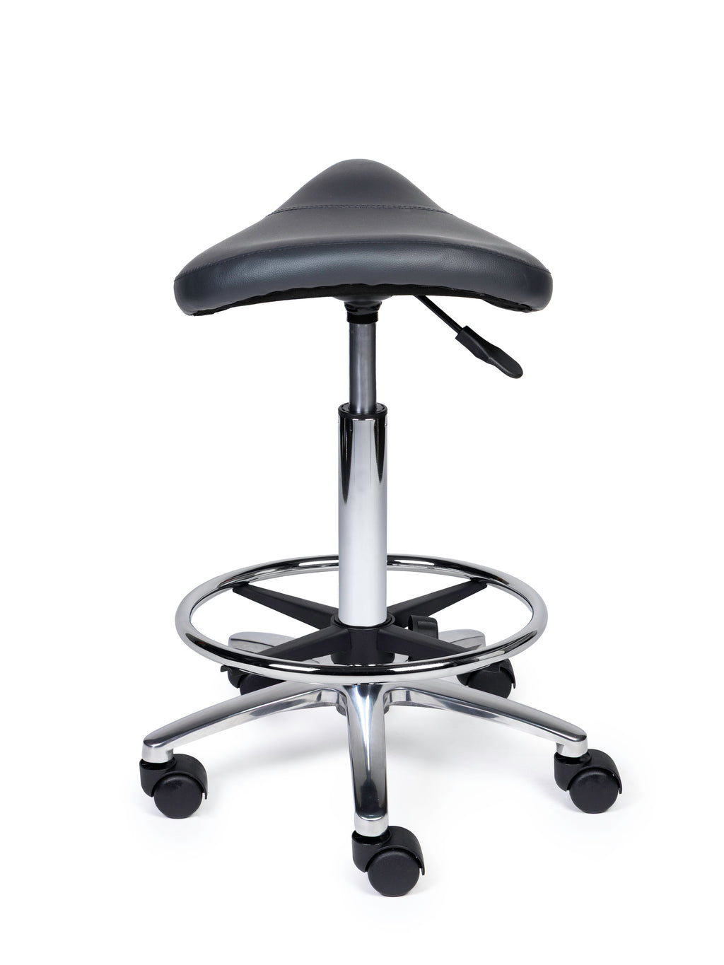 Ergonomischer Sattelhocker Kompakt Grau auf Rollen