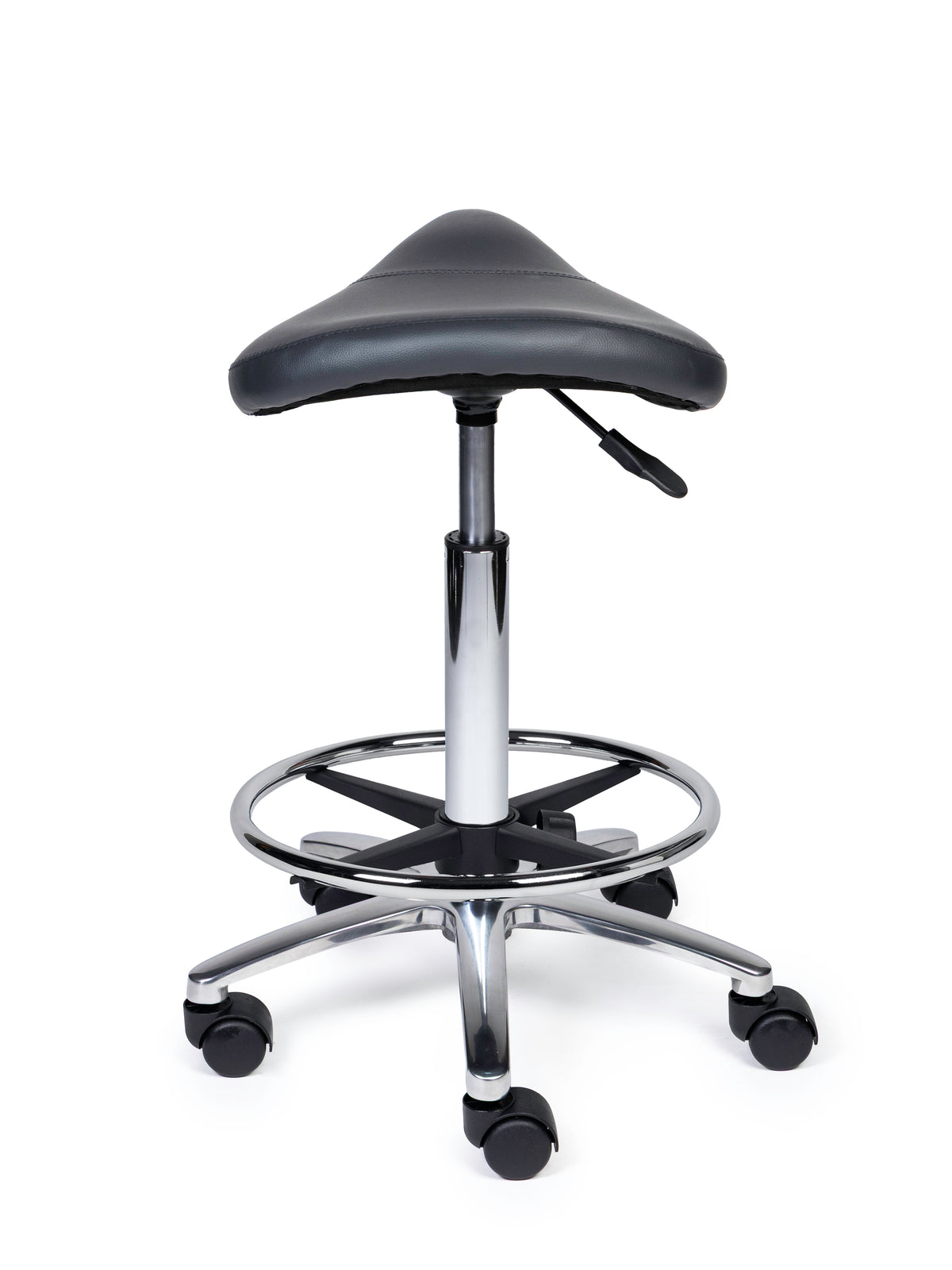 Ergonomischer Sattelhocker Kompakt Grau auf Rollen