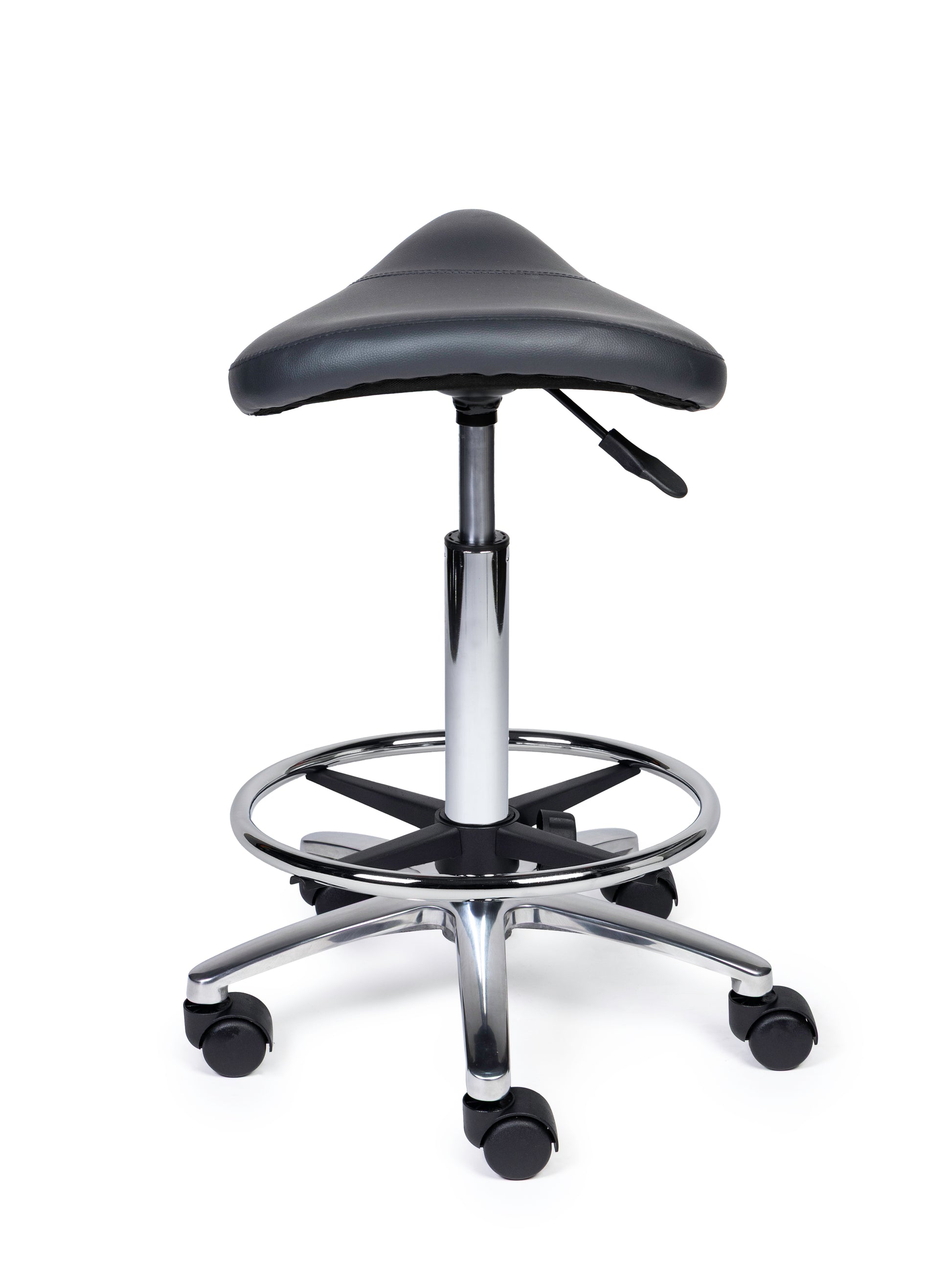 Ergonomischer Sattelhocker Kompakt Grau auf Rollen