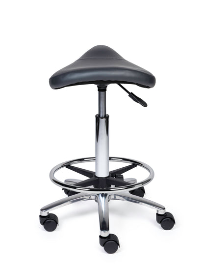 Ergonomischer Sattelhocker Kompakt Grau auf Rollen