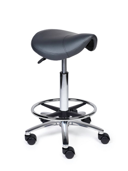 Ergonomischer Sattelhocker Kompakt Grau auf Rollen