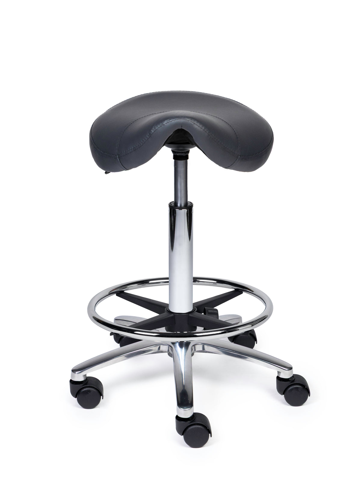 Ergonomischer Sattelhocker Kompakt Grau auf Rollen
