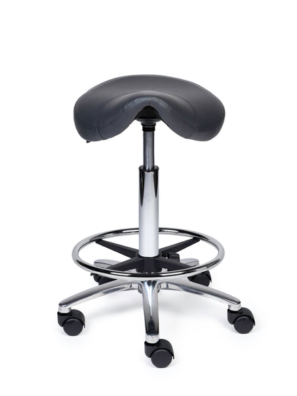 Ergonomischer Sattelhocker Kompakt Grau auf Rollen